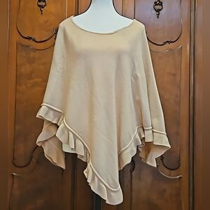 Charlie Paige Pull Over Shawl Ruffles Asymmetrical Pink Blush Cottagecore OS
